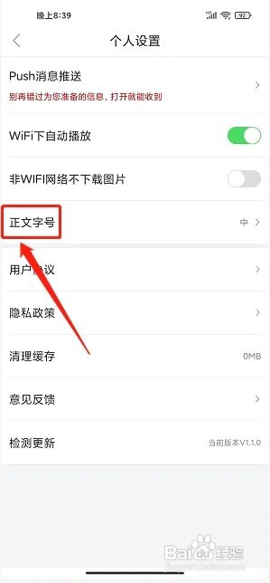 名城雷州app如何设置正文字号