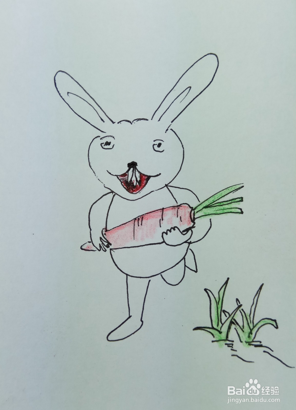 怎样画简笔画爱吃胡萝卜的小兔子？