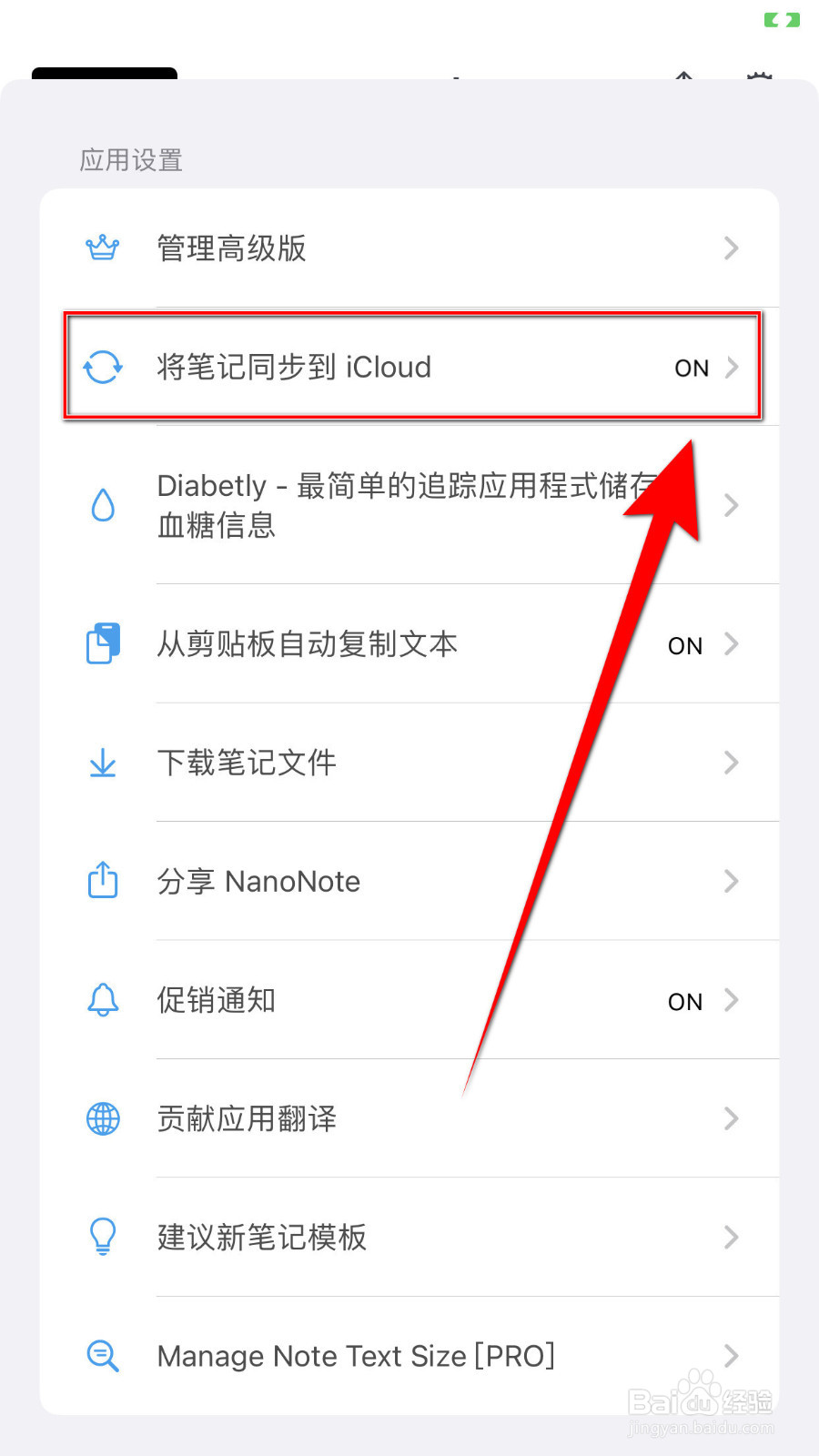 nanonote如何关停《将笔记同步到iCloud》