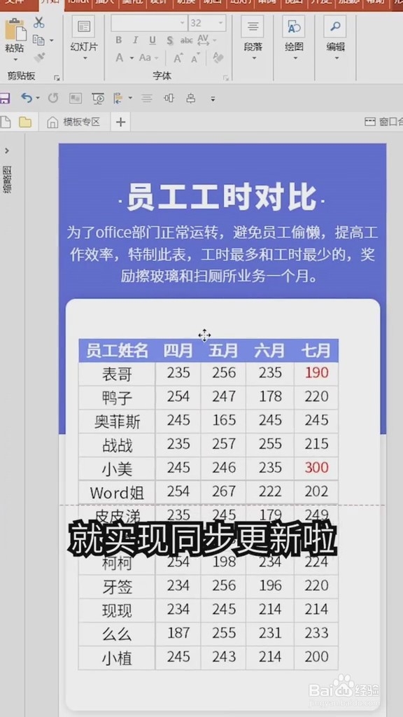 如何使ppt的表格与excel中的同步更新
