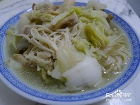 白菜素炒金针菇