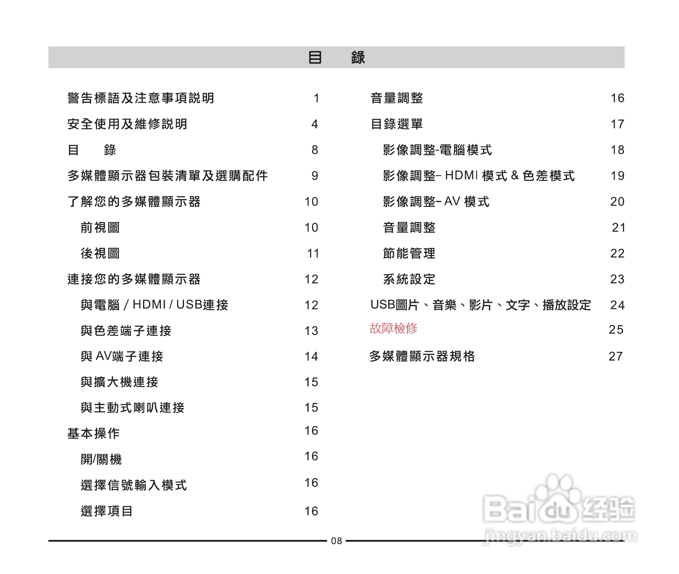 声宝LM-37P256型多媒体液晶显示器说明书:[1]