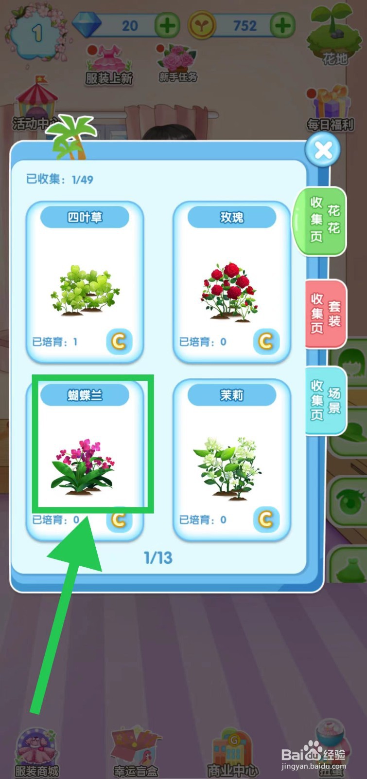 花花姑娘之魔法花园怎么查看蝴蝶兰的生长速度