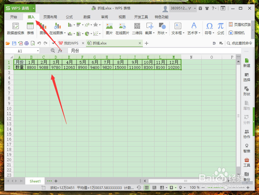 WPS表格中怎么绘制雷达图