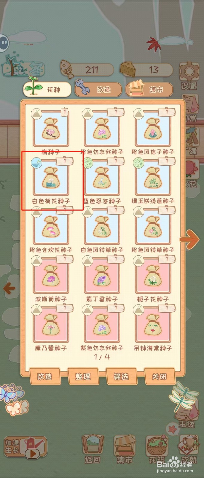 花店物语如何查看白色荷花种子的播种