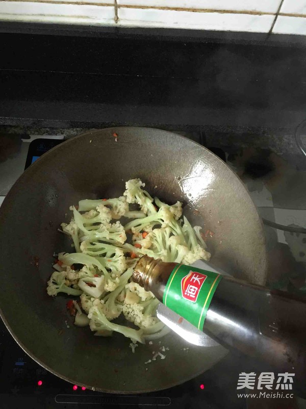 菜花配海虾的做法