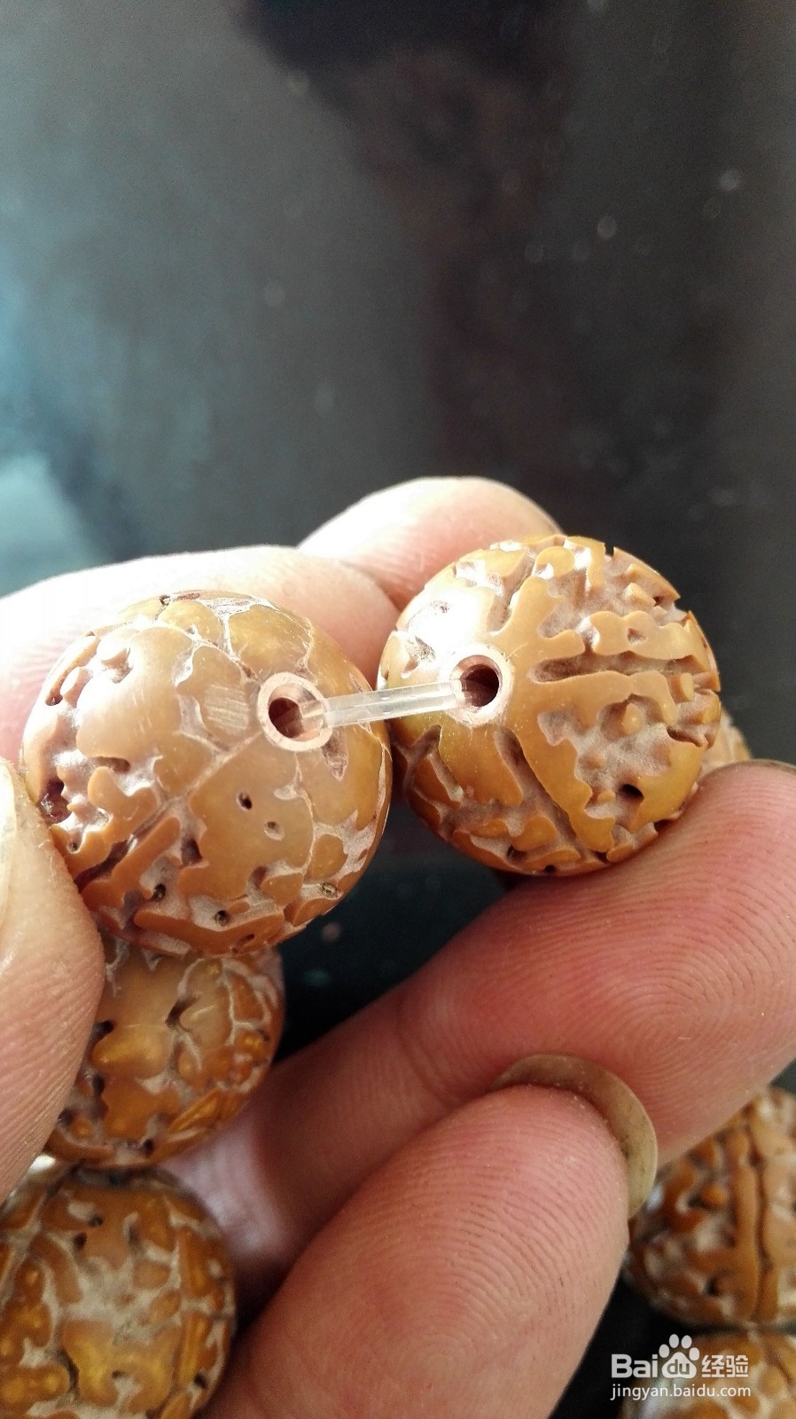 尼泊尔金刚菩提打磨无齿金刚圆珠桶珠镶嵌铜管