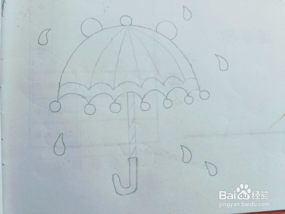 适合宝宝的简笔画七彩小雨伞的画法
