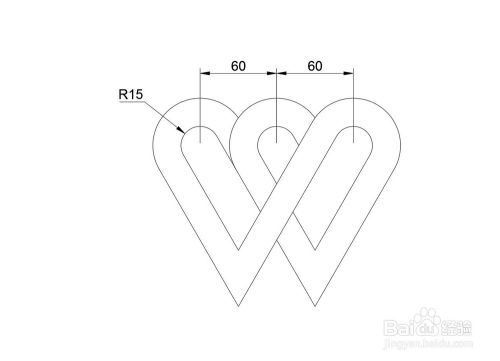 Cad怎么用复制 偏移画两个心 百度经验