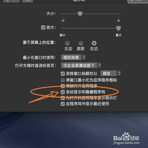 macOS 10.14 怎么设置自动隐藏dock栏？