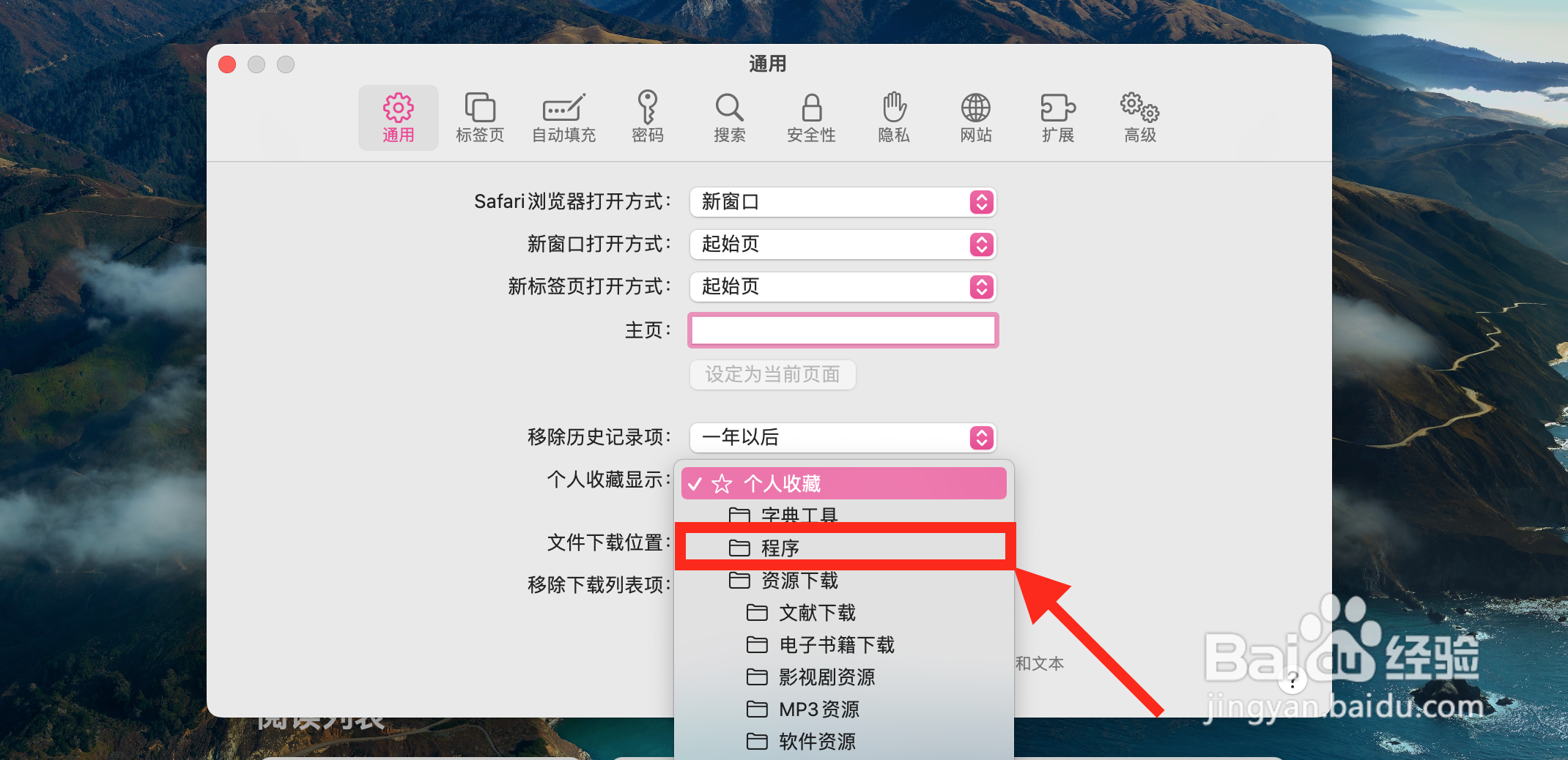 Safari浏览器如何设置个人收藏显示文件夹