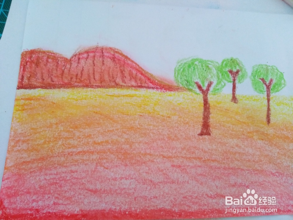 油画棒风景画之初秋田野