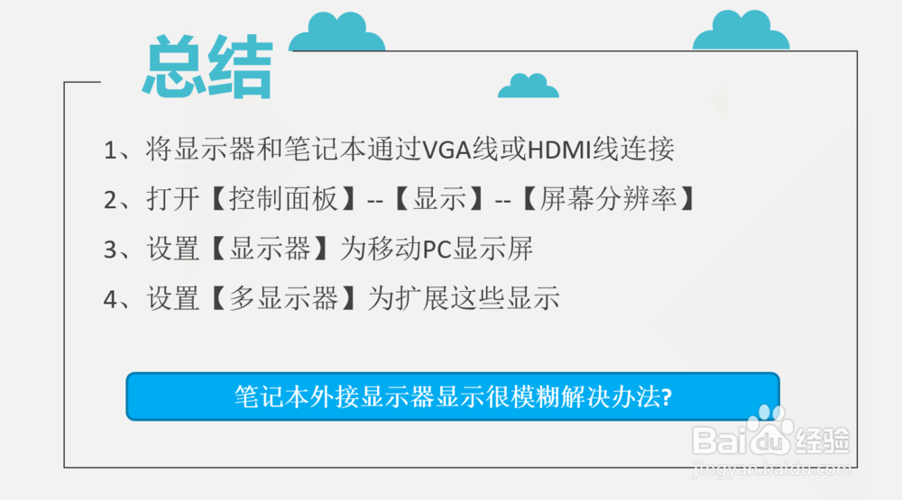 笔记本外接显示器显示很模糊解决办法