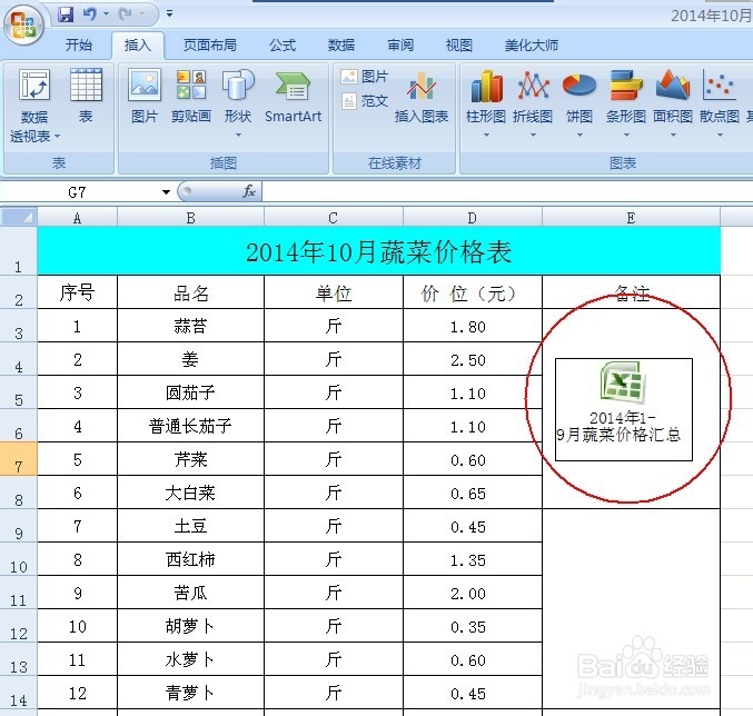 如何在Excel表格中插入其它对象文件