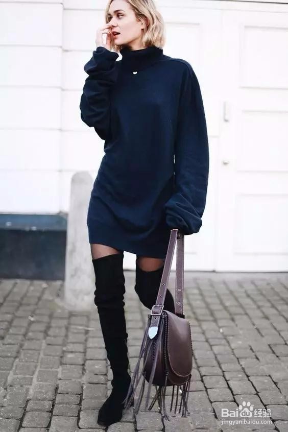 最火的长毛衣+过膝靴？