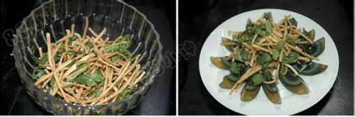 馓子拌皮蛋怎么做