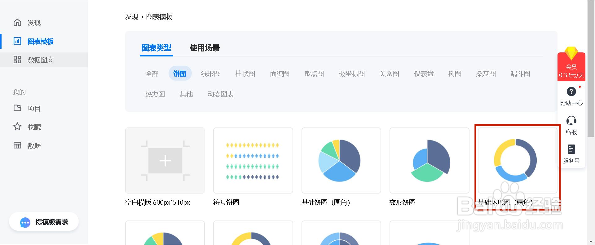 如何用镝数图表制作圆角的基础环形图？