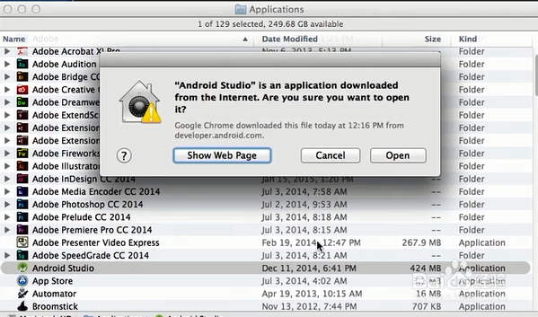 如何在Mac OS X系统上安装Android Studio