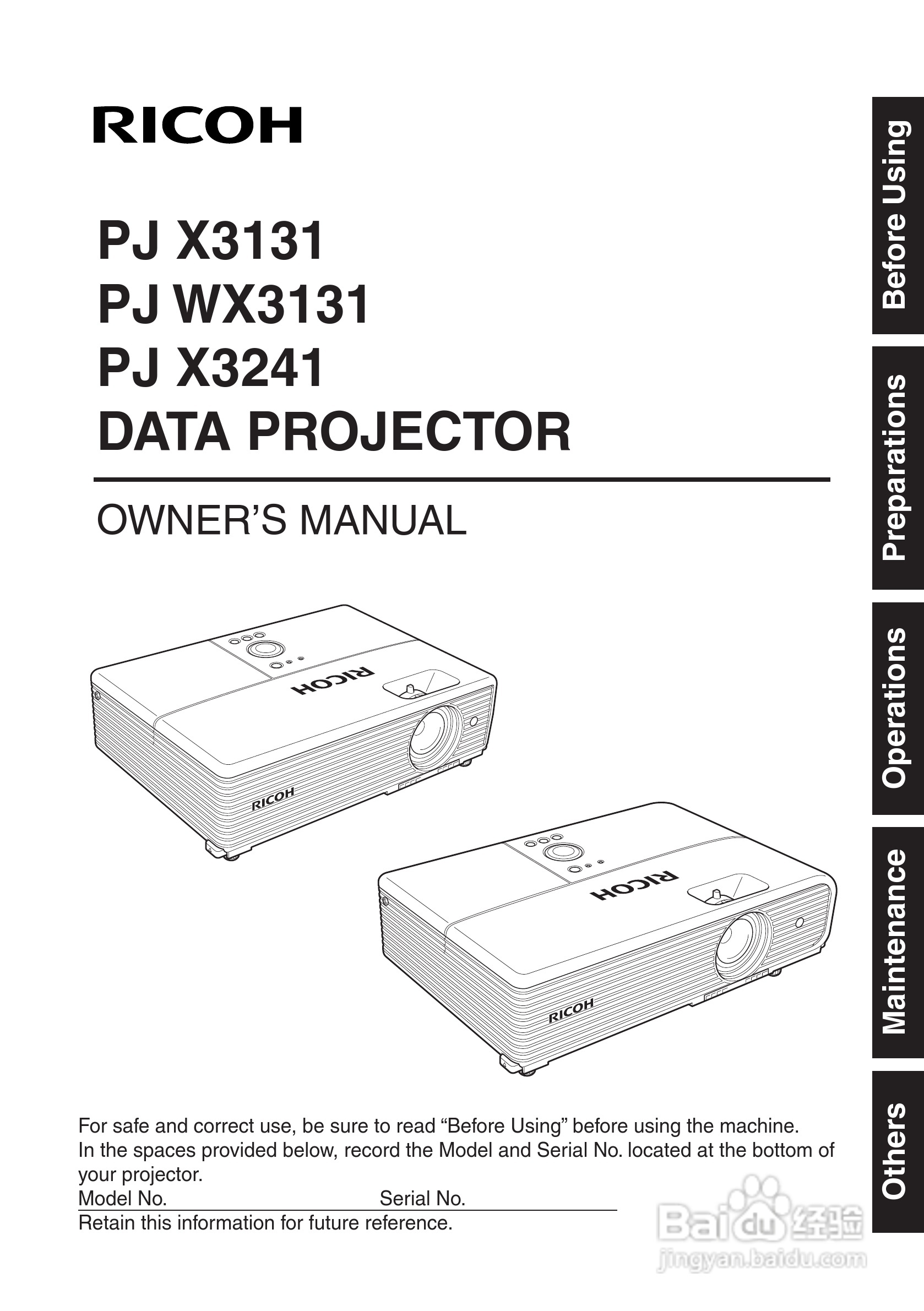 理光PJ WX3131 投影机使用说明书:[1]