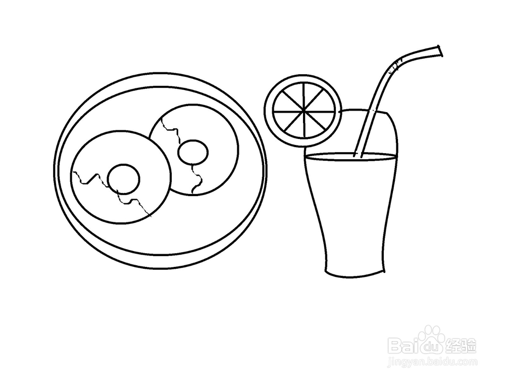 怎样画甜甜圈和柠檬茶