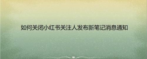 如何关闭小红书关注人发布新笔记消息通知