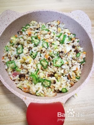 健康养生佳品虾干火腿香菇秋葵的做法