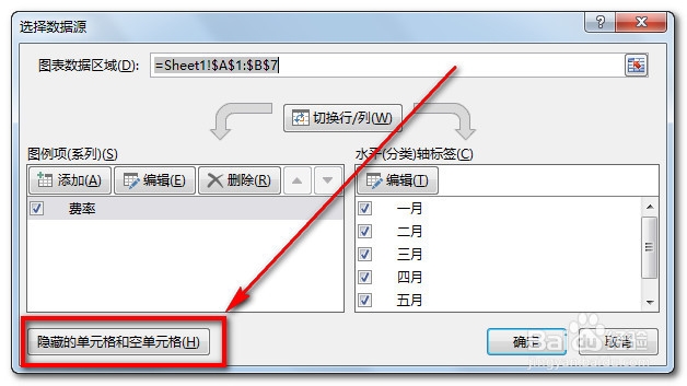 excel折线图和饼图图表中怎么忽略数据源中的0值