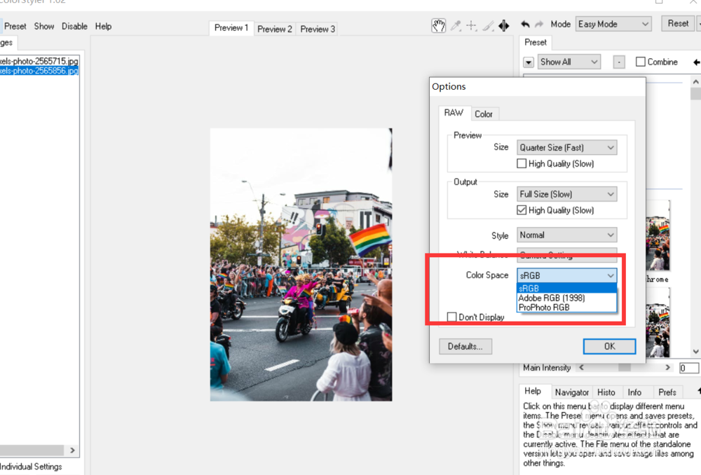 如何设置colorstyle的colorspace的参数