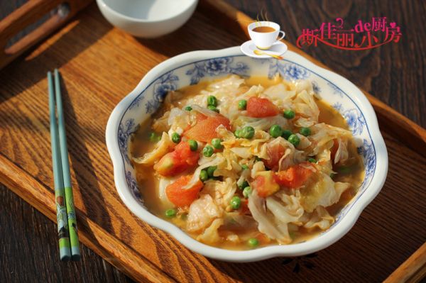 青豆番茄炒包菜