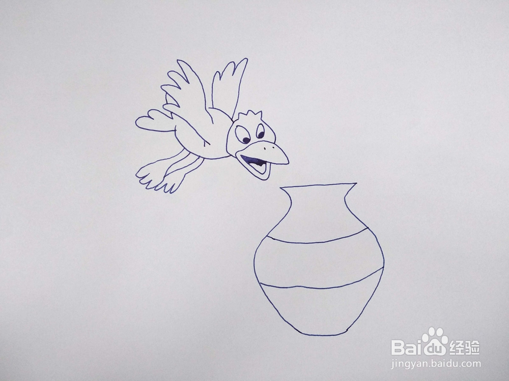 乌鸦喝水的故事怎么用简笔画画出来？卡通简笔画
