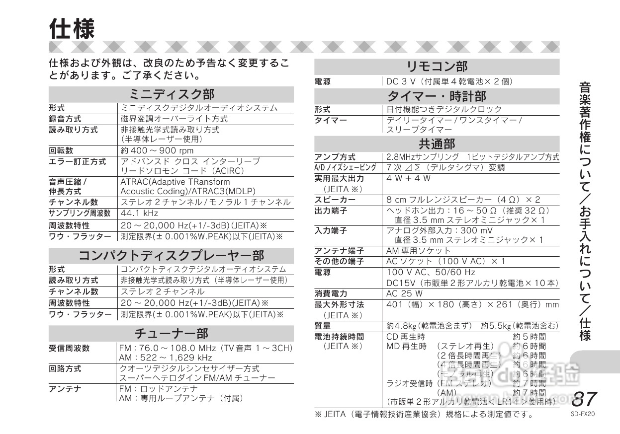 SHARP SD-FX20 CD/MD收音音响使用说明书:[5]