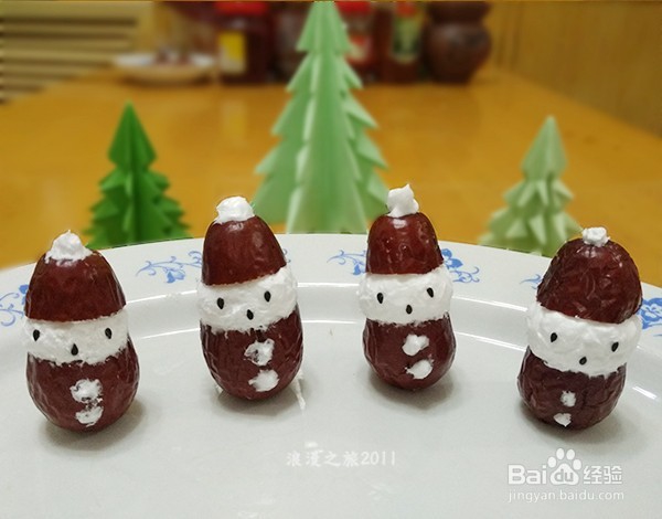 大枣制作圣诞老人圣诞雪人