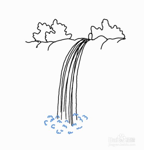画出瀑布的浪花.