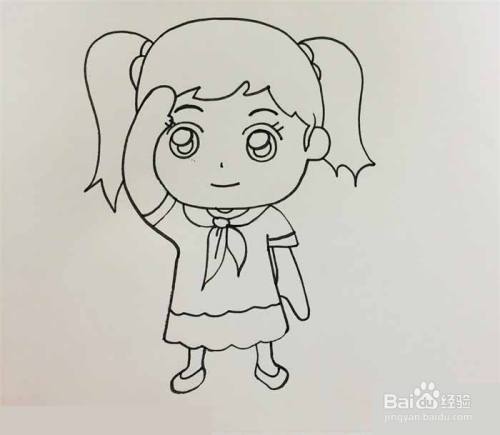 儿童敬礼的简笔画
