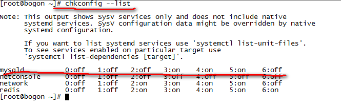 linux中设置mysql的开机自动启动