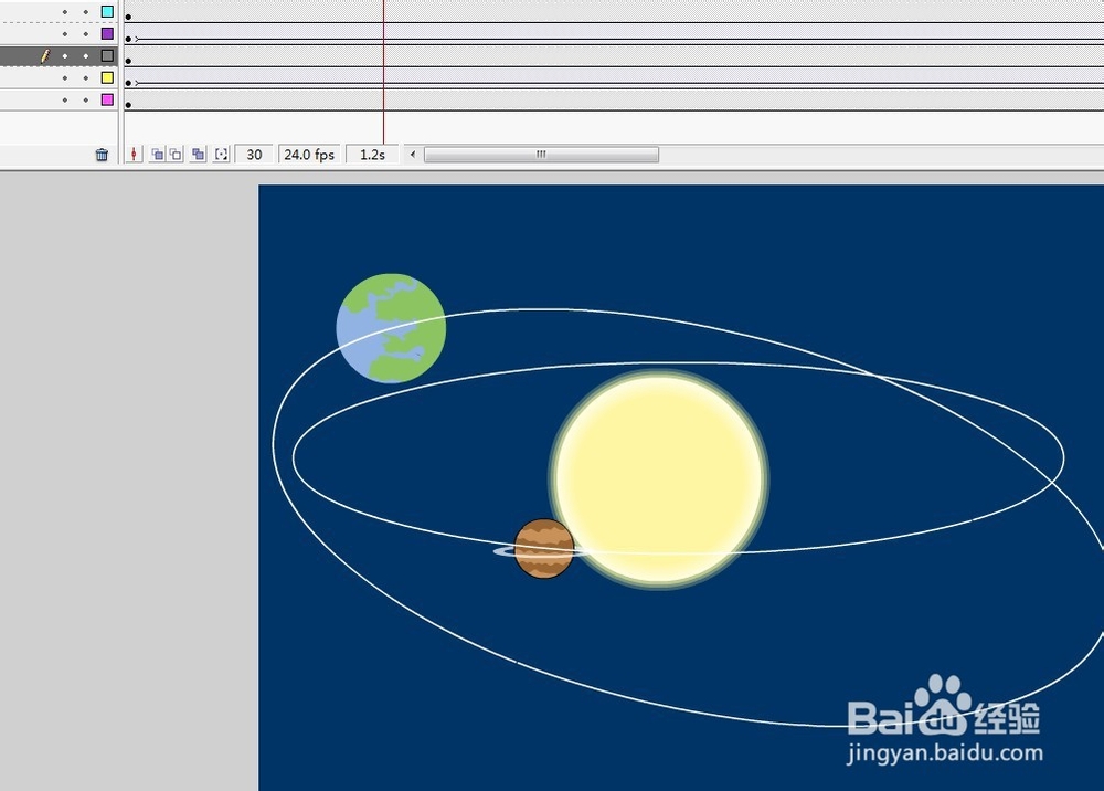 flash制作太阳系运转的动态教程