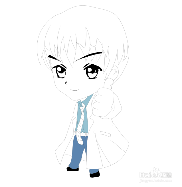 简笔画---Q版白大褂帅医生的画法