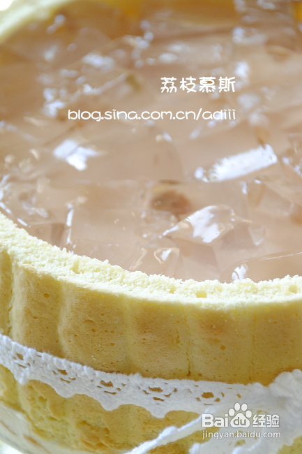【玫瑰果冻荔枝慕斯】用冰粉做出晶亮唯美的蛋糕装饰