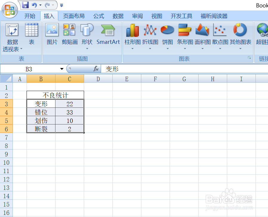 office2007 Excel如何插入饼图