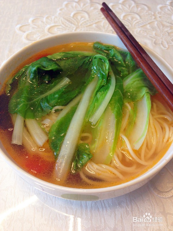 番茄肉丸小青菜煨面的家常做法