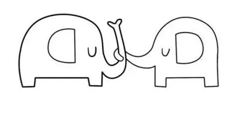 充满爱意的大象简笔画