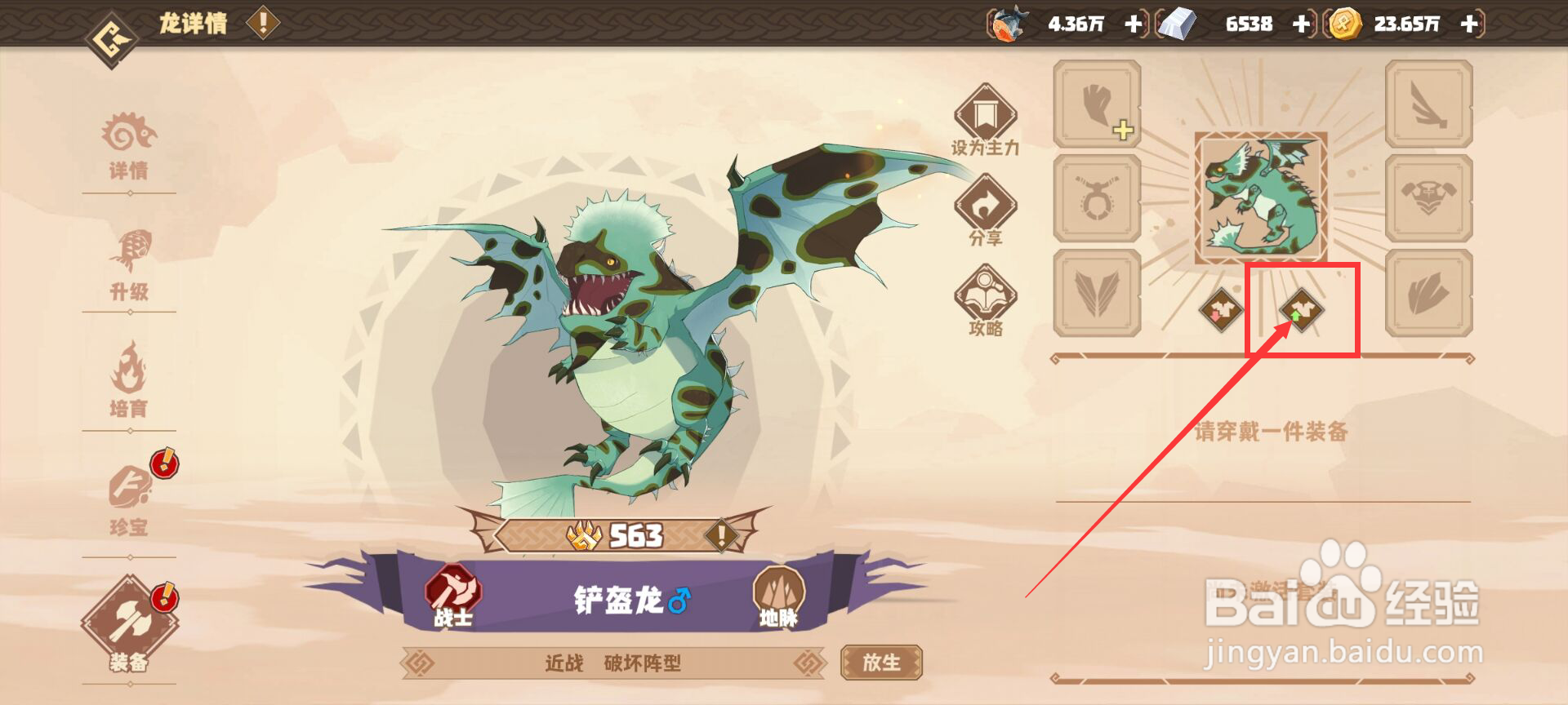 驯龙高手旅程铲盔龙怎么一键穿戴装备？