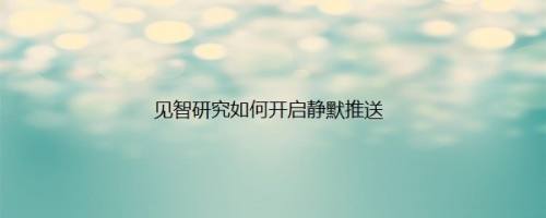 见智研究如何开启静默推送