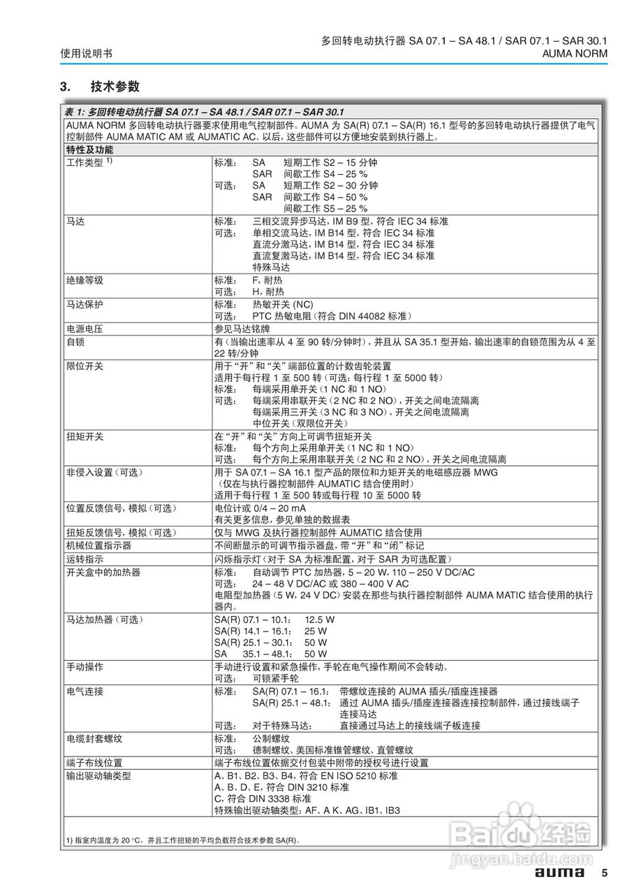 SA系列多回转电动执行器使用说明书:[1]