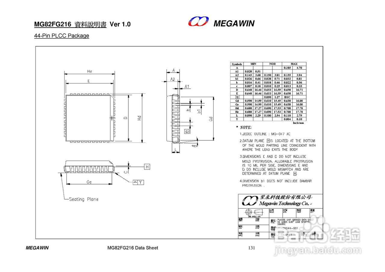 MEGAWIN MG82FG216 8 位微处理器用户手册:[14]