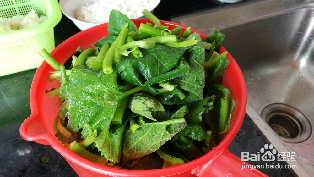 乡村清炒南瓜叶的方法。