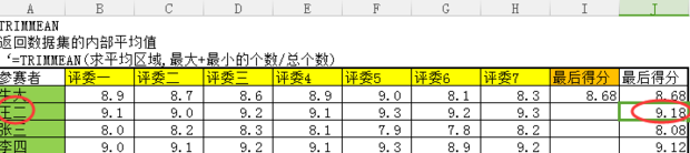去掉最高分和最低分怎么算平均分