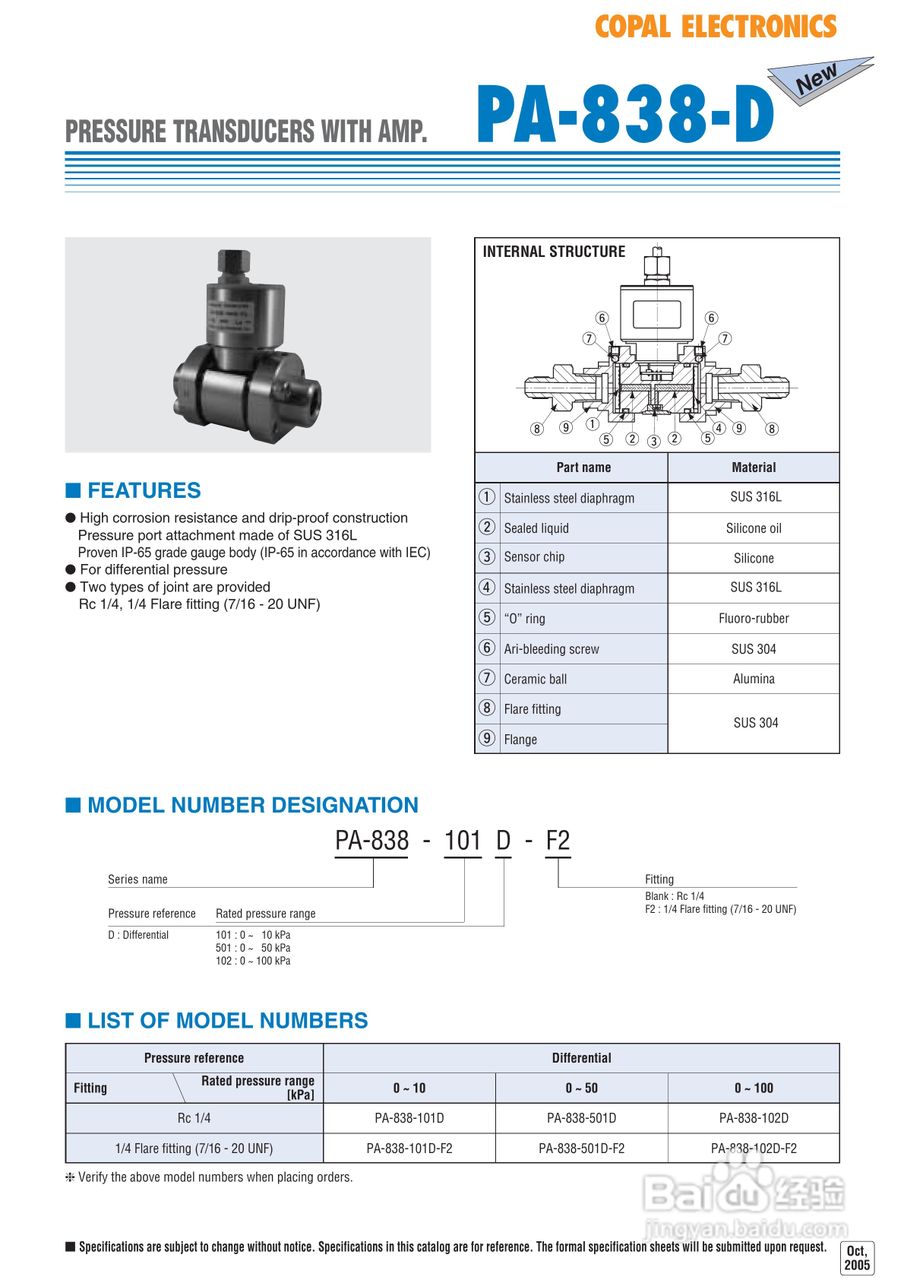 COPAL PA-838-D 压力传感器 手册