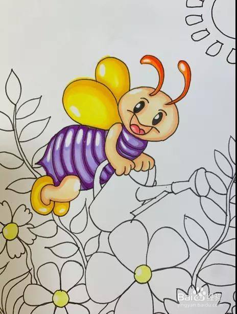 春天蜜蜂简笔画马克笔教程