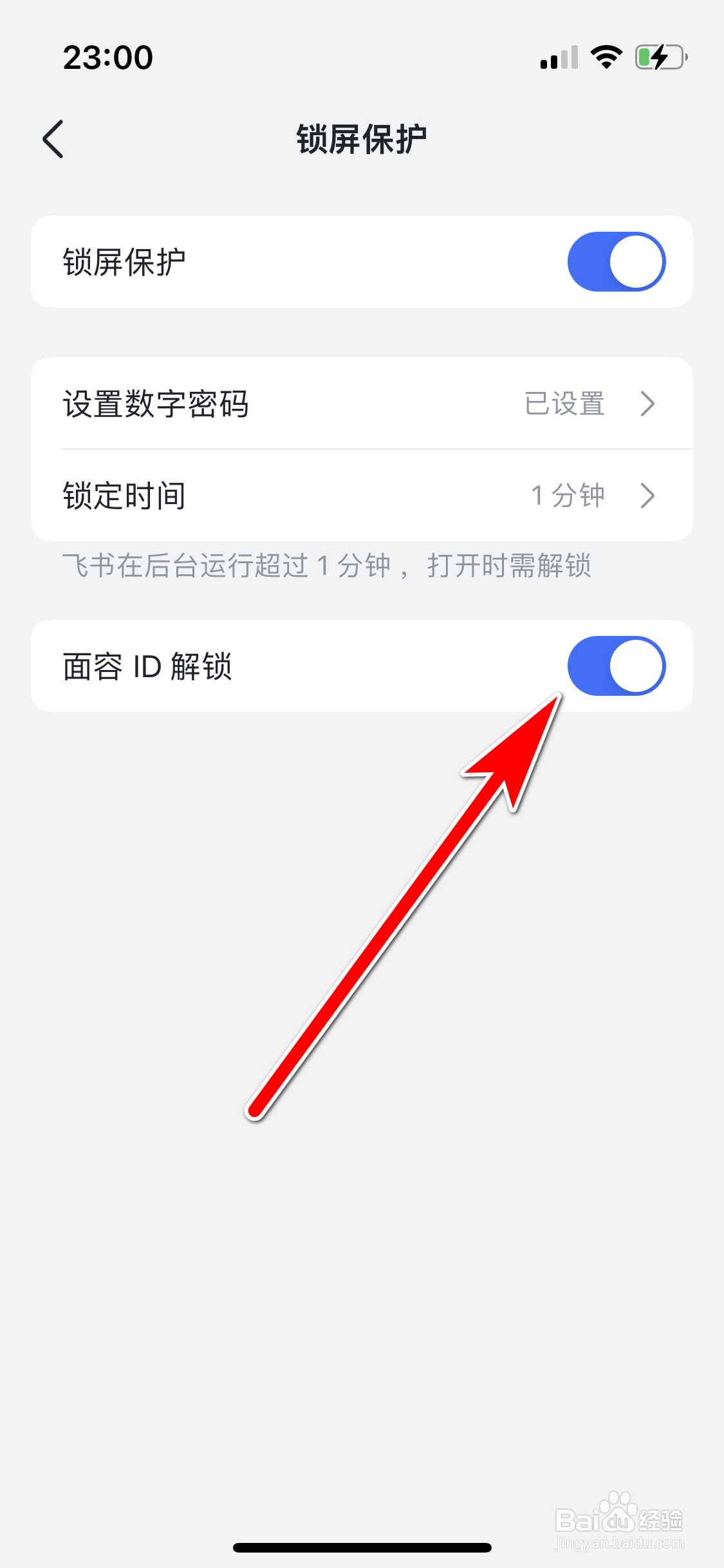 飞书如何开启面容ID解锁功能